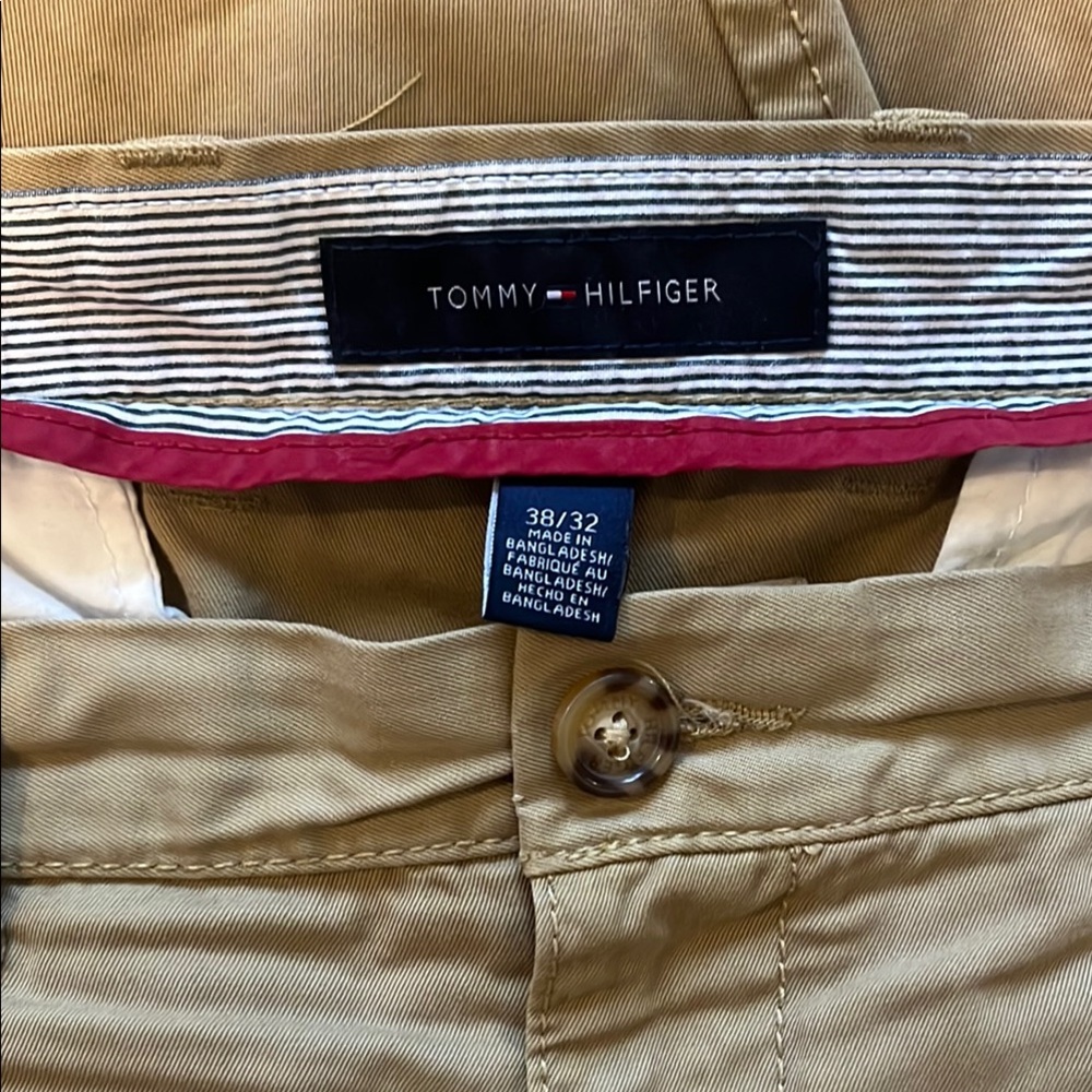 Tommy Hilfiger Tan Chinos with Striped Waistband